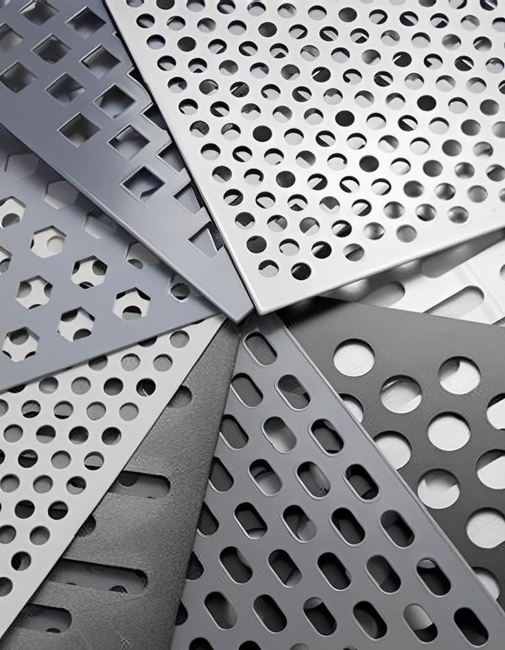 Close-up image of perforated steel sheet